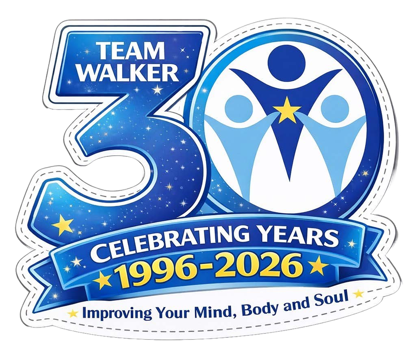 Team Walker 30 years — celebrating 1996–2026, improving your mind, body and soul